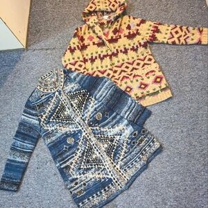 2 Women's J. Jill Long Sleeve Cardigan Sweaters Sizes MP & LP in Blue & Tan!